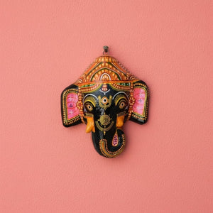 Masques muraux indiens Ganesh et Hari Hara en papier mâché, artisanat d'Odisha Inde, Kiff Kiff