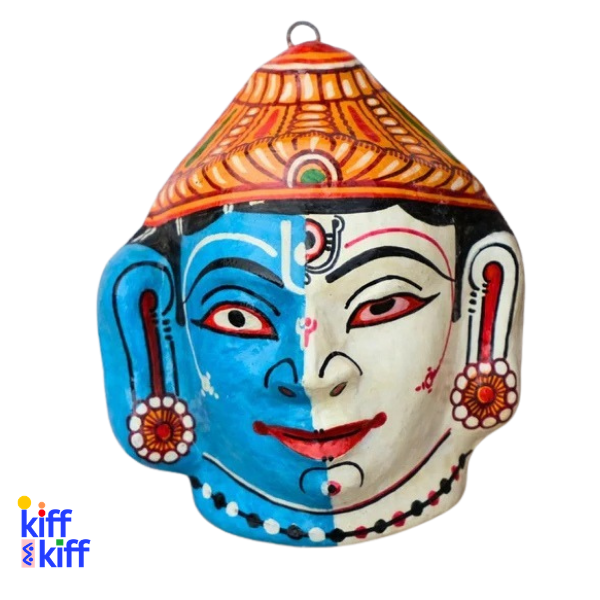 Masque mural visage Hari Hara papier mâché Inde