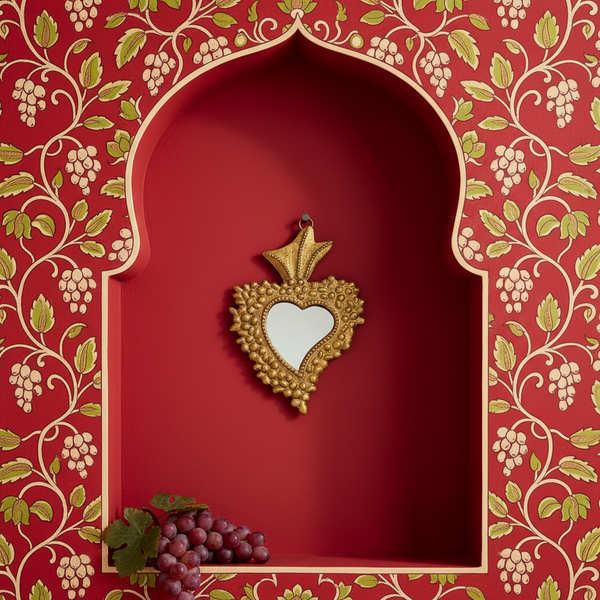 Ex-voto grappe de raisin Violetta KIFF KIFF en métal doré, composition murale avec d'autres ex-voto