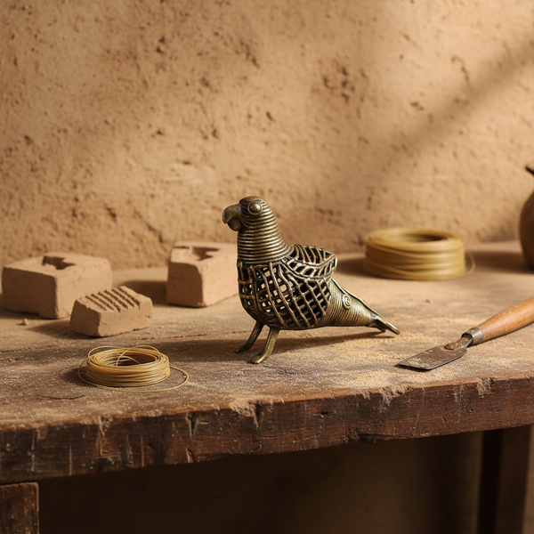 Statuette perroquet en laiton
