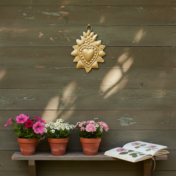 Ex-voto cœur Otis – floral doré
