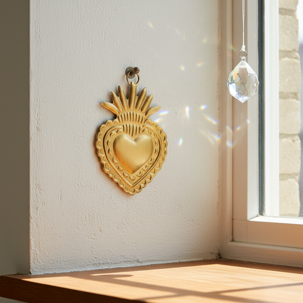 Ex-voto cœur sacré Earl – rayonnant doré