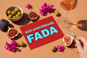 Carte postale anniversaire FADA, recto