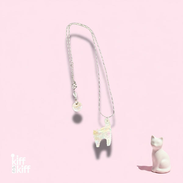 Collier Chat en Nacre et Argent