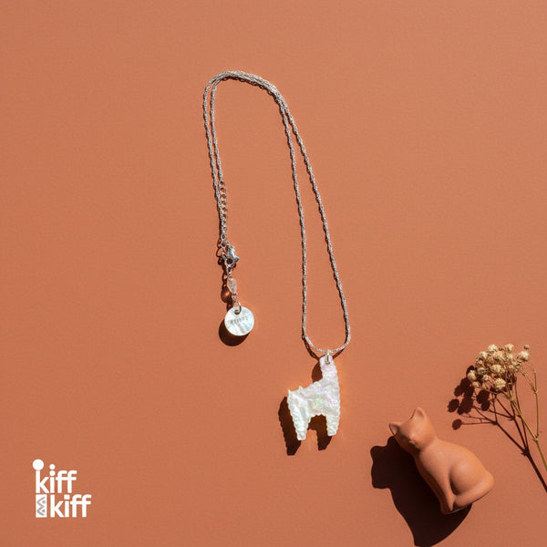 Collier Chat en Nacre et Argent