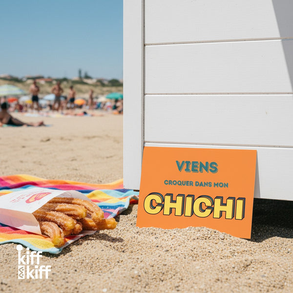 Carte postale VIENS CROQUER DANS MON CHICHI, angle différent