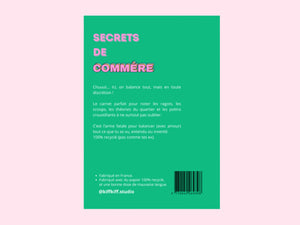 Cahier SECRETS DE COMMÈRE, vue de détail de la couverture