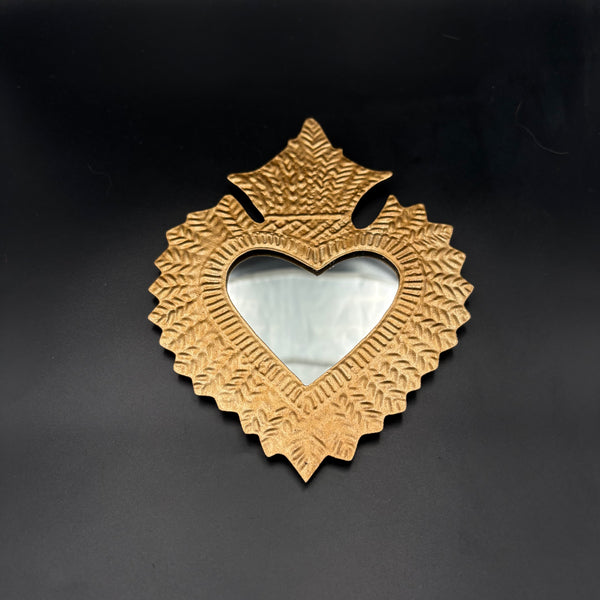 Ex-voto Mitzi | Miroir cœur sacré doré artisanal