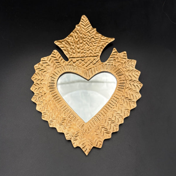 Ex-voto Mitzi | Miroir cœur sacré doré artisanal