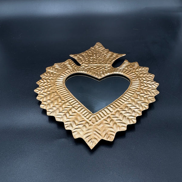 Ex-voto Mitzi | Miroir cœur sacré doré artisanal