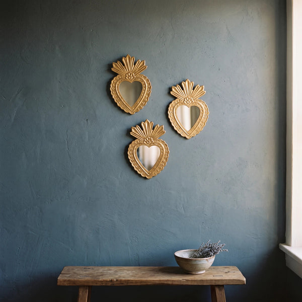 Miroir ex-voto cœur Fifi – doré