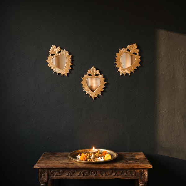 Miroir ex-voto cœur Clyde – doré
