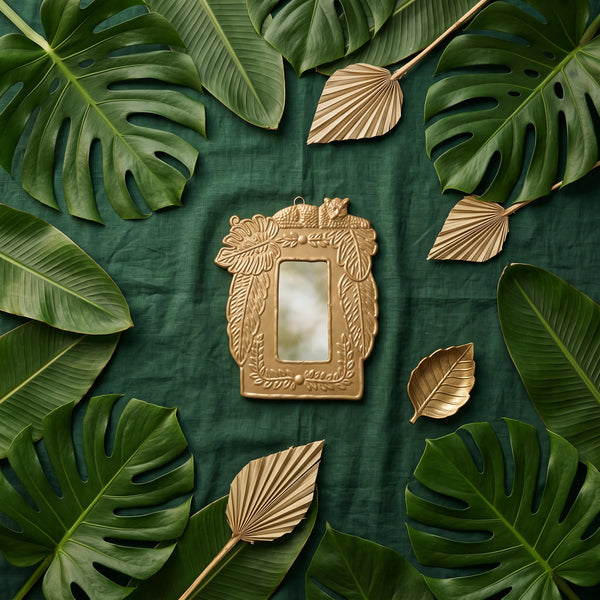 Miroir Léopard doré – Décoration murale artisanale