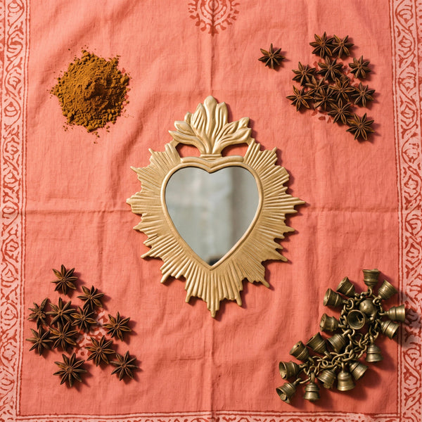 Miroir ex-voto cœur Clyde – doré