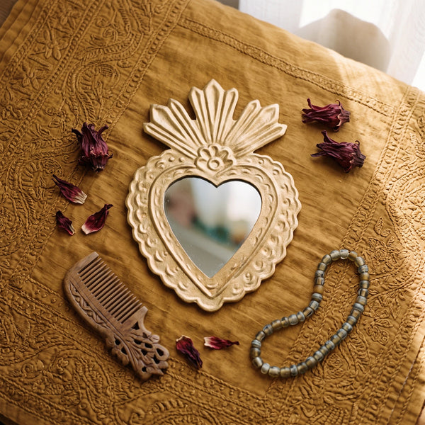 Miroir ex-voto cœur Fifi – doré