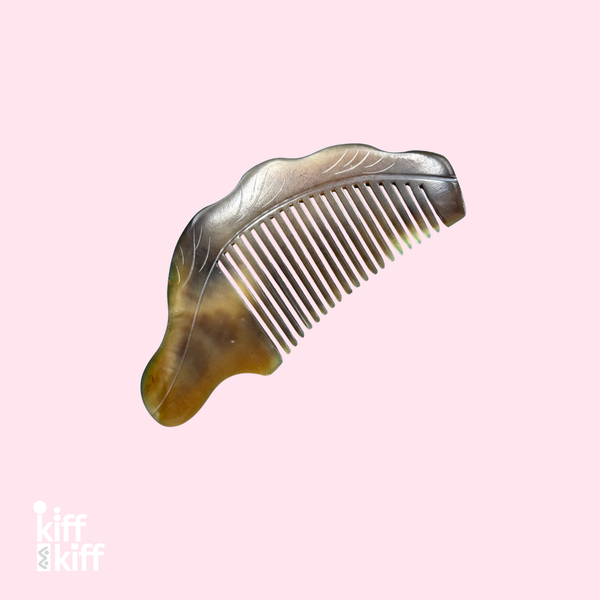 Peigne Feuille en Corne de Buffle