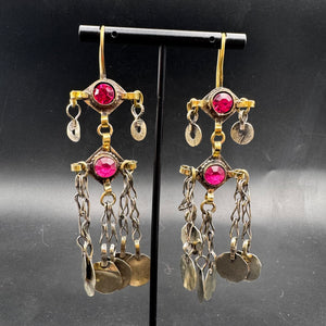 Boucles d'oreilles bohème Kuchi afghanes longues en métal