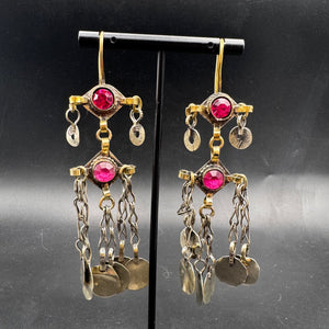 Boucles d'oreilles Kuchi afghanes, vue de détail