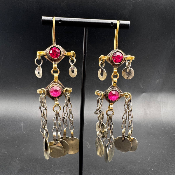 Boucles d'oreilles Kuchi afghanes, vue de détail