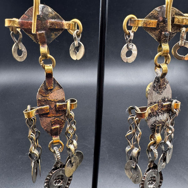 Boucles d'oreilles bohème Kuchi afghanes longues en métal