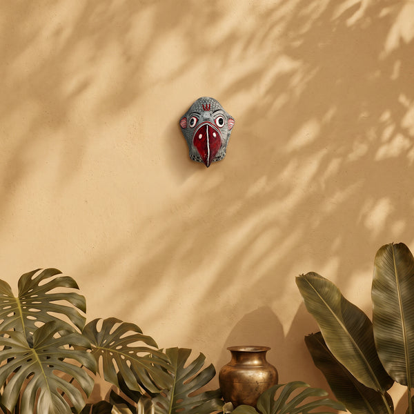 Masque indien Perroquet gris – Masque mural artisanal Inde