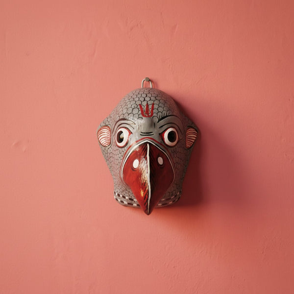 Masque indien Perroquet gris – Masque mural artisanal Inde