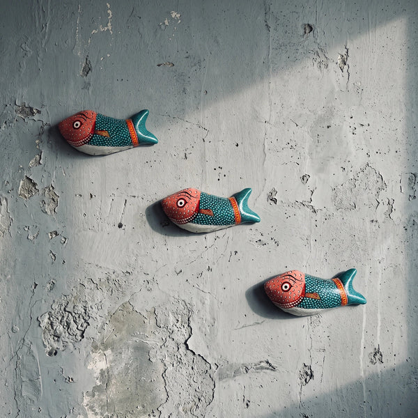 Masque indien Poisson – Décoration murale, papier mâché artisanal