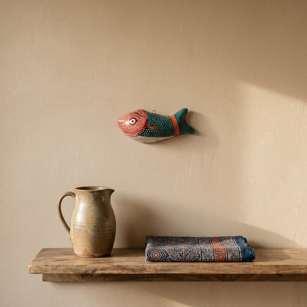 Masque indien Poisson – Décoration murale, papier mâché artisanal