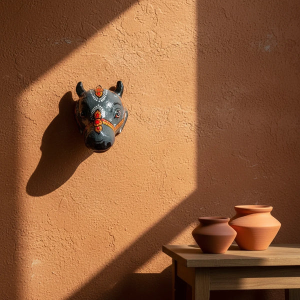 Masque indien Vache sacrée – Masque mural artisanal Inde