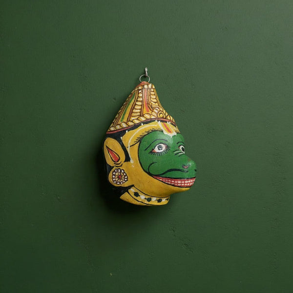 Masque indien Jambaban jaune et vert – Masque mural Inde