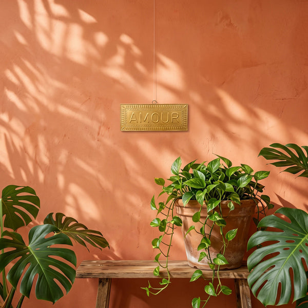 Plaque murale doré AMOUR