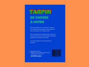 Cahier TARPIN DE CHOSES À NOTER, vue de détail de la couverture