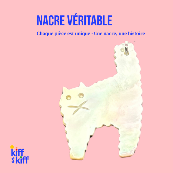 Collier Chat en Nacre et Argent