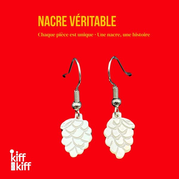 Boucles d'Oreilles Framboise en Nacre