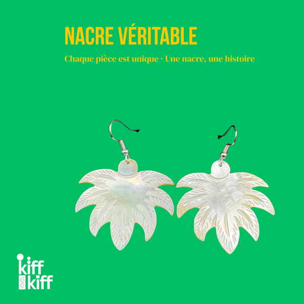 Boucles d'Oreilles Palmier en Nacre