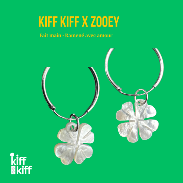 Boucles d'Oreilles Trèfle à 4 Feuilles en Nacre