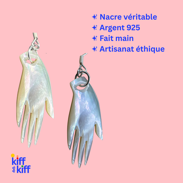 Boucles d'Oreilles Main en Nacre