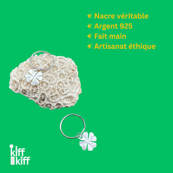 Boucles d'Oreilles Trèfle à 4 Feuilles en Nacre