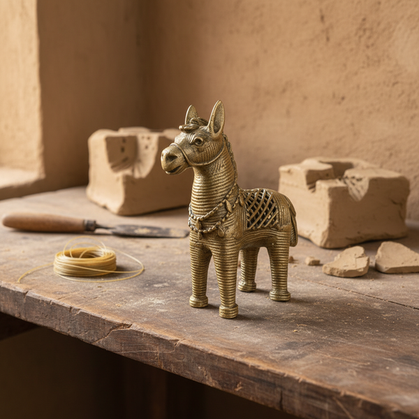 Statuette cheval en laiton