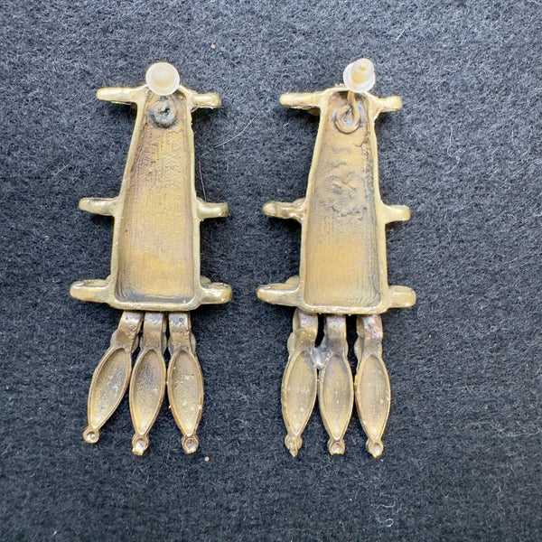 Boucles d'oreilles tribales vallée de l'Indus, détail du travail du métal
