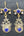 Boucles d'oreilles Kuchi afghanes bleues en métal artisanal, vue de face