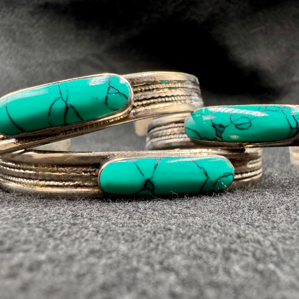 Bracelet turquoise Nuristan Afghanistan, artisanat tribal