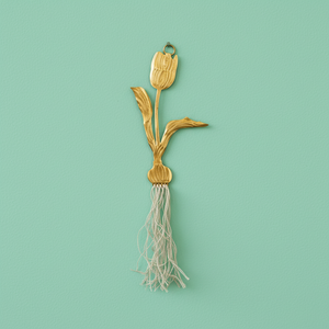 Décoration murale Tulipes KIFF KIFF en métal doré et racines en lin naturel, vue principale