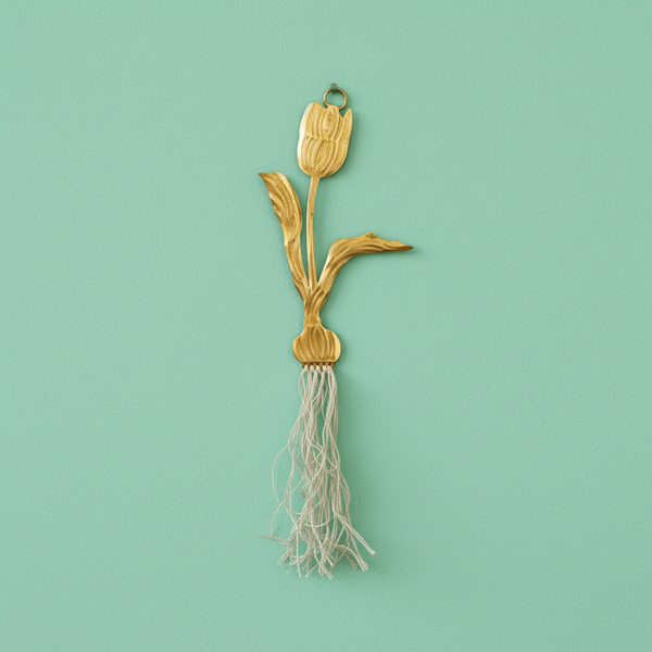 Décoration murale Tulipes KIFF KIFF en métal doré et racines en lin naturel, vue principale