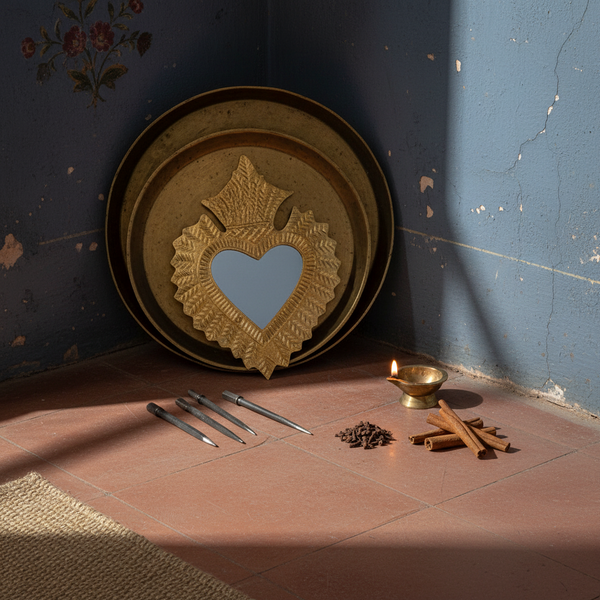 Miroir ex-voto cœur Mitzi – doré