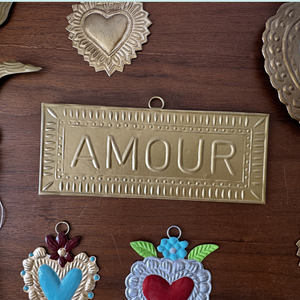Plaque murale dorée AMOUR, décoration artisanale Kiff Kiff