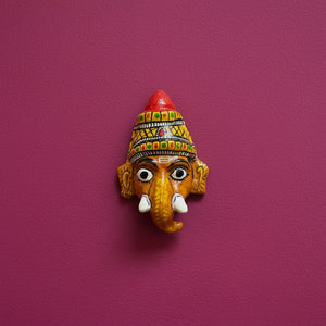 Masque mural Ganesh KIFF KIFF en papier mâché peint à la main, 11 cm, aux couleurs vives et détails traditionnels