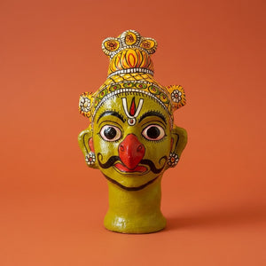 Statuette KIFF KIFF Garuda verte en papier mâché artisanal d'Inde avec détails peints à la main et visage expressif