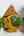 Masque mural jambaban jaune et vert artisanal en papier mâché Inde