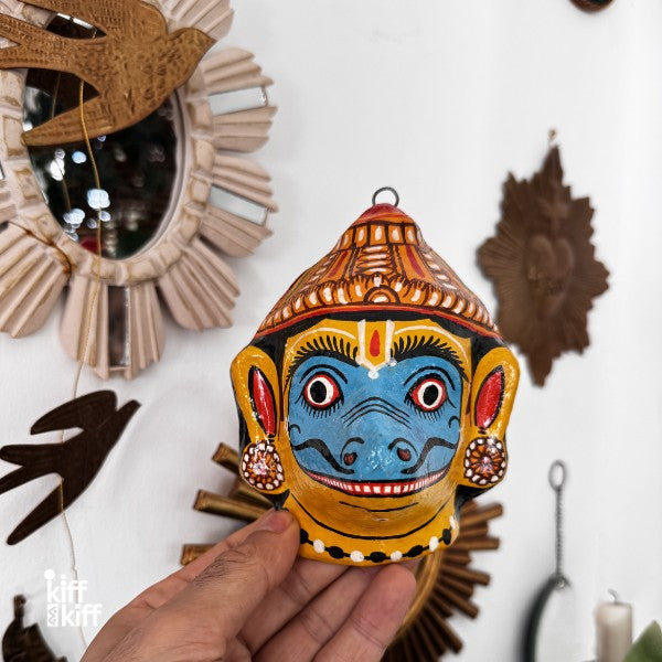 Masque mural Jambaban bohème, détail artisanat indien Odisha